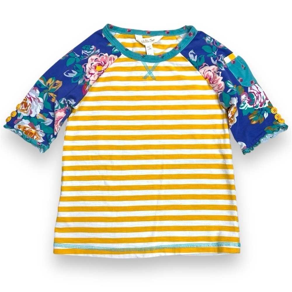 Matilda Jane Girls 6 School Days Top Moments With You Striped‎ Floral Raglan